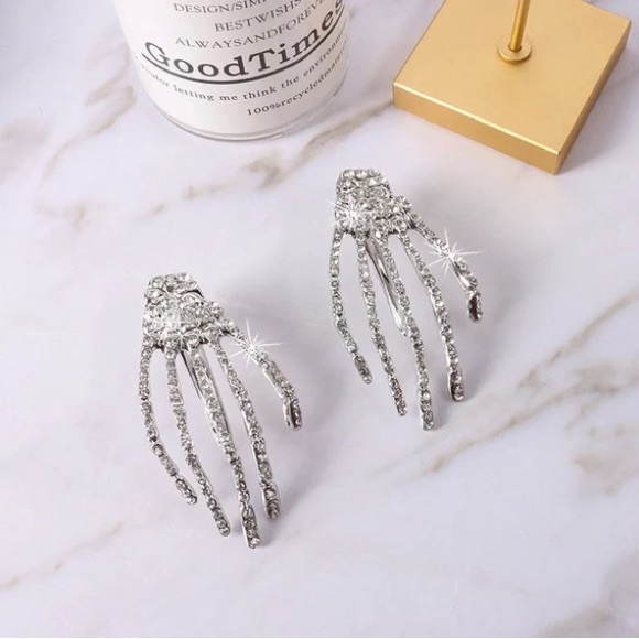 Single Rhinestone Skeleton Hairpin For Women Rhinestone Hair Bows With Clip - Picture 2 of 4